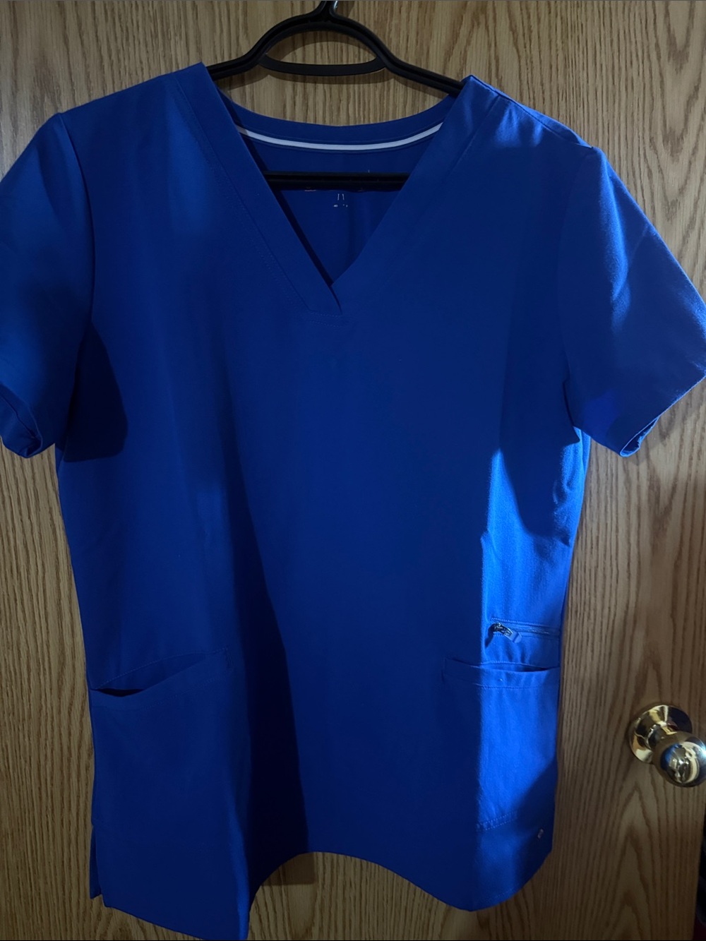 White Cross Women's V-Neck Scrub Top in Royal Blue